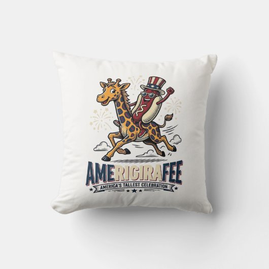 Grappige Amerigiraffee Patriottische Giraffe Hotdo Kussen (Voorkant)
