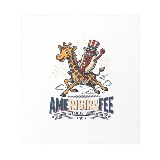 Grappige Amerigiraffee Patriottische Giraffe Hotdo Notitieblok (Voorkant)