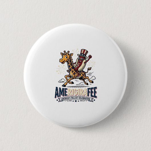 Grappige Amerigiraffee Patriottische Giraffe Hotdo Ronde Button 5,7 Cm (Voorkant)