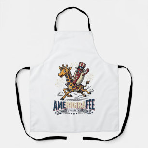 Grappige Amerigiraffee Patriottische Giraffe Hotdo Schort