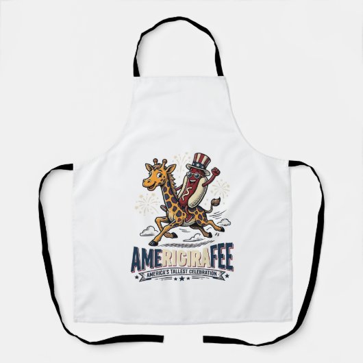 Grappige Amerigiraffee Patriottische Giraffe Hotdo Schort (Voorkant)