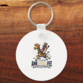 Grappige Amerigiraffee Patriottische Giraffe Hotdo Sleutelhanger (Voorkant)