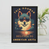 Grappige Amerikaanse Akita Dog Ouder gepersonalise Aankondiging (Staand voorkant)