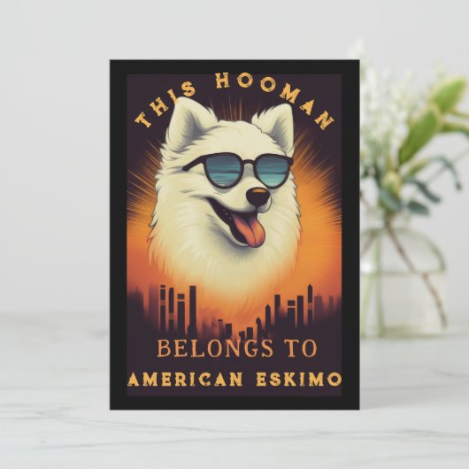 Grappige Amerikaanse Eskimo Dog Ouder gepersonalis Aankondiging (Staand voorkant)