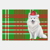 Grappige Amerikaanse Eskimo Kersthond Red Plaid Inpakpapier Vel (Voorkant 3)