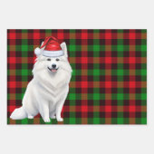 Grappige Amerikaanse Eskimo Kersthond Red Plaid Inpakpapier Vel (Voorkant 2)