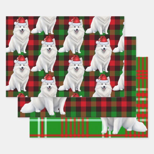 Grappige Amerikaanse Eskimo Kersthond Red Plaid Inpakpapier Vel (Set)
