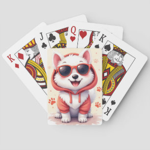 Grappige Amerikaanse Eskimohond Zonnebril Hoodie K Pokerkaarten