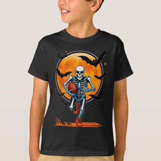 Grappige Amerikaanse Football Skeleton Speler Hall T-shirt (Voorkant)