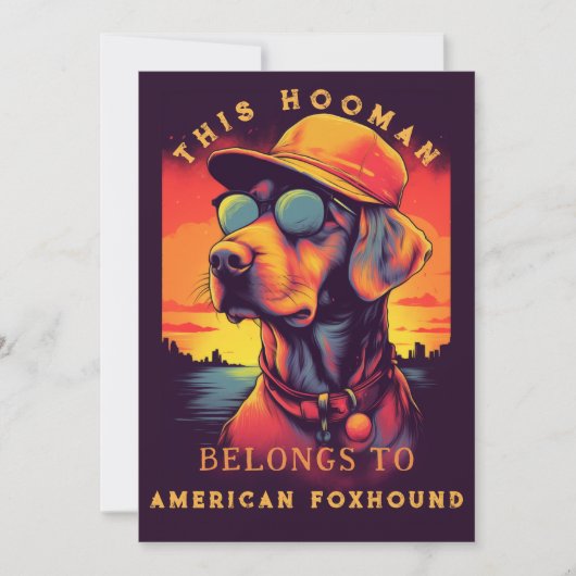 Grappige Amerikaanse foxhound hond ouder gepersona Aankondiging (Voorkant)