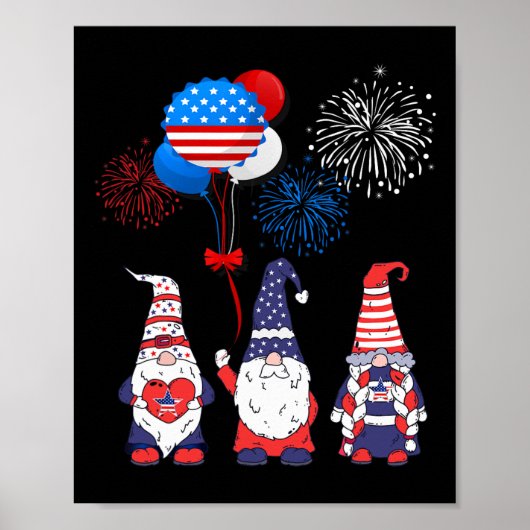 Grappige Amerikaanse Gnomes Cool 4th July Day Inde Poster (Voorkant)