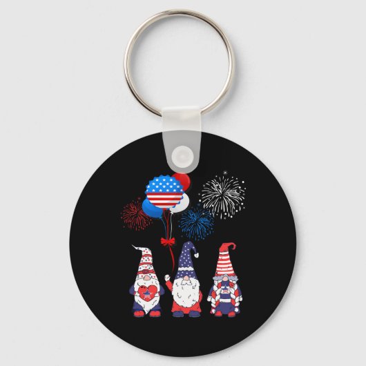 Grappige Amerikaanse Gnomes Cool 4th July Day Inde Sleutelhanger (Voorkant)