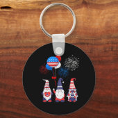Grappige Amerikaanse Gnomes Cool 4th July Day Inde Sleutelhanger (Voorkant)