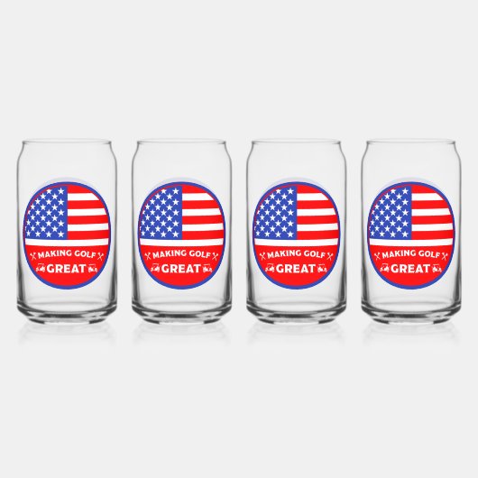 Grappige Amerikaanse golfer Blikvorm Glas (Voorkant)