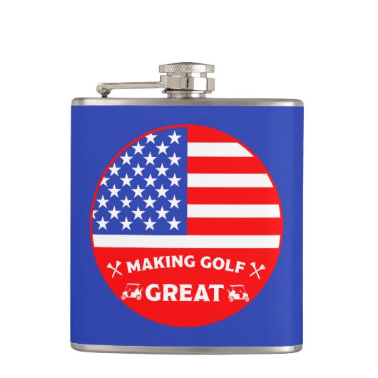 Grappige Amerikaanse Golfspeler Heupfles (Voorkant)
