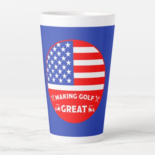 Grappige Amerikaanse Golfspeler Latte Mok (Voorkant)
