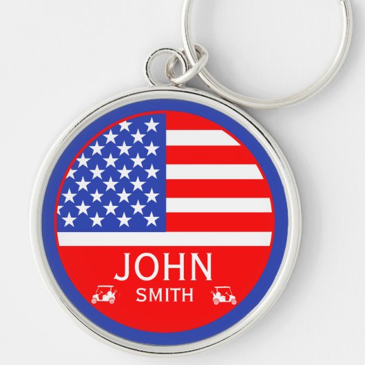 Grappige Amerikaanse Golfspeler Sleutelhanger (Voorkant)