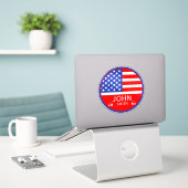 Grappige Amerikaanse golfspeler Sticker (Laptop op bureau)