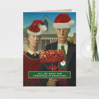 Grappige Amerikaanse gotische kerstfruitcake Feestdagen Kaart
