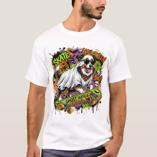 Grappige Amerikaanse Herdershond Geest Skateboard  T-shirt