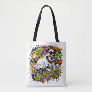 Grappige Amerikaanse Herdershond Geest Skateboard  Tote Bag
