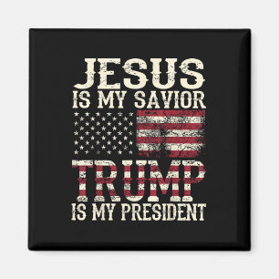 Grappige Amerikaanse Jezus is mijn redder Trump is Magneet
