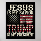 Grappige Amerikaanse Jezus is mijn redder Trump is Poster (Voorkant)