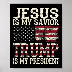 Grappige Amerikaanse Jezus is mijn redder Trump is Poster