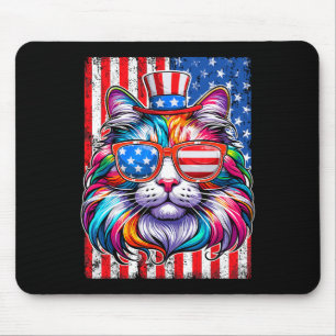 Grappige Amerikaanse kat zonnebril USA vlag 4th of Muismat