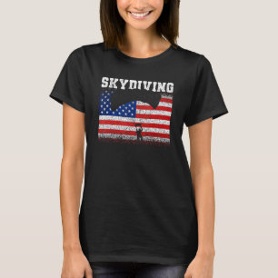 Grappige Amerikaanse parachutist springt met parac T-shirt