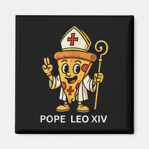 Grappige Amerikaanse Paus Leo XIV Pizza Slice Cart Magneet