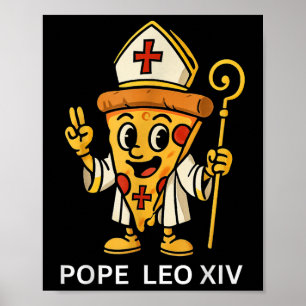 Grappige Amerikaanse Paus Leo XIV Pizza Slice Cart Poster