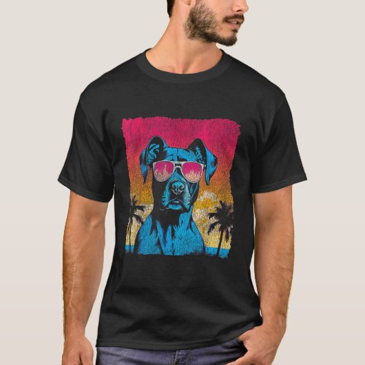Grappige Amerikaanse Pit Bull Terrier Hond - Retro T-shirt (Voorkant)