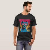 Grappige Amerikaanse Pit Bull Terrier Hond - Retro T-shirt (Voorkant volledig)
