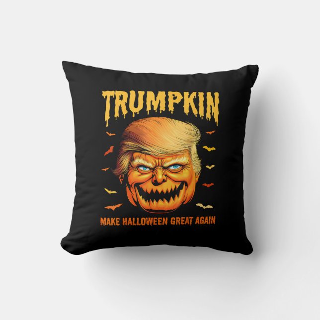 Grappige Amerikaanse pompoen Trumpkin maken Hallow Kussen (Voorkant)