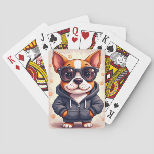 Grappige Amerikaanse Staffordshire Terrier Zonnebr Pokerkaarten
