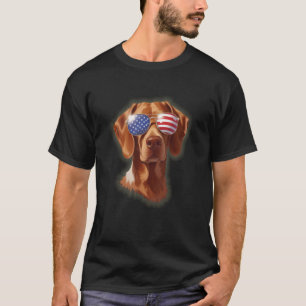 Grappige Amerikaanse vlag bril 4 juli Vizsla hond T-shirt