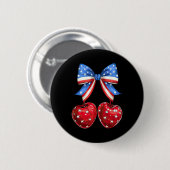 Grappige Amerikaanse vlag Cherry Coquette Boog 4th Ronde Button 5,7 Cm (Voorkant /achterkant)