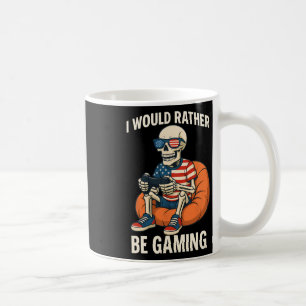 Grappige Amerikaanse vlag Cool skelet Gamer Video Koffiemok