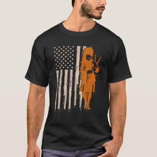 Grappige Amerikaanse vlag doedelzak Schotse doedel T-shirt