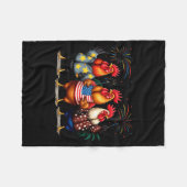 Grappige Amerikaanse Vlag Haan Onafhankelijkheidsd Fleece Deken (Voorkant (Horizontaal))