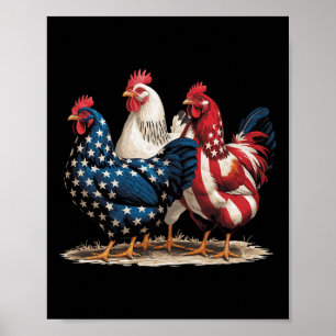 Grappige Amerikaanse Vlag Haan Onafhankelijkheidsd Poster