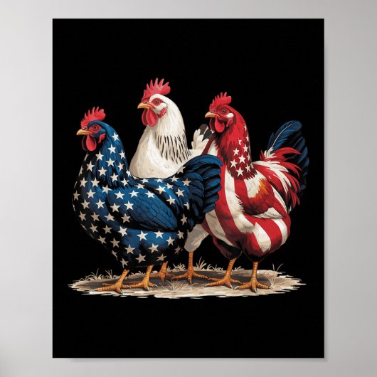 Grappige Amerikaanse vlag Haan Onafhankelijkheidsd Poster (Voorkant)