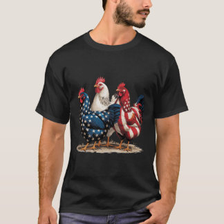 Grappige Amerikaanse Vlag Haan Onafhankelijkheidsd T-shirt