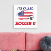 Grappige amerikaanse vlag het heet VOETBAL niet AM Canvas Afdruk (Insitu (Woonkamer))