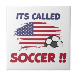 Grappige amerikaanse vlag het heet VOETBAL niet AM Tegeltje