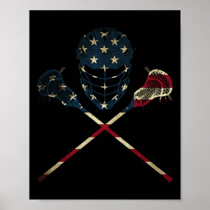 Grappige  Amerikaanse vlag Lacrosse USA Sport Mann Poster