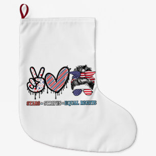 Grappige Amerikaanse vlag Patriottisch Grote Kerstsok