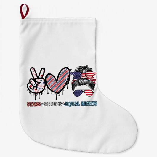 Grappige Amerikaanse vlag Patriottisch Grote Kerstsok (Voorkant)