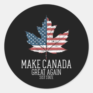 Grappige Amerikaanse vlag Trump maakt Canada weer Ronde Sticker